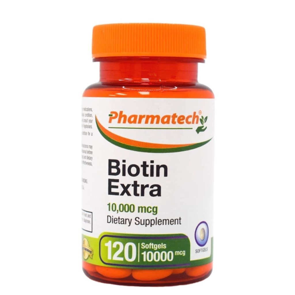 Biotin Vitamin til hårvækst, Biotin 10000mcg, Forbedrer hud og negle kvalitet, vitamin B7, supplement til kvinder, gluten fri, 120 Softels