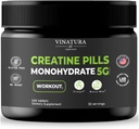 VINATURA Creatine monohydrat piller 5g - kreatin tabletter, kreatin piller til mænd, kvinder, kreatin en capsulas * USA Made & Testet * Ikke aromatiseret, kreatinmonohydrat Pulver alt, 150 tabletter 30 Servere