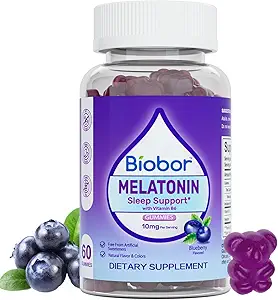 Naturlig Melatonin Gummy 10mg, Søvnstøtte Supplement Gummies Vegansk kost med vitamin B6 til voksne (Blåbær, 60 Greve)