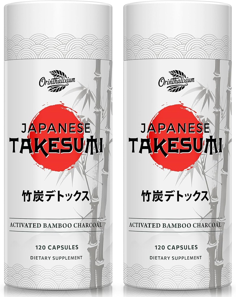 Takesumi Bamboo Charcoal 2000mg - Aktiveret kul fra Bamboo til Max Absorption, Detox & Gut, 120 Vegan Kapsler