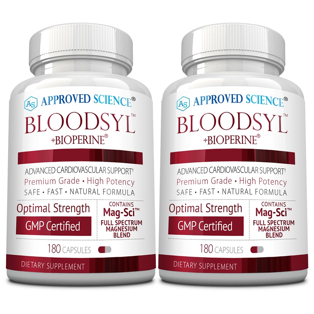 Godkendte Science Bloodsyl - understøtter blodgennemstrømning - Hawthorn Berry, Magnesium, BioPerine - Vegan - 180 Kapsler - pakke med 2