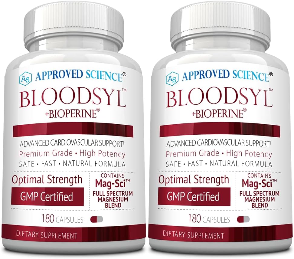 Godkendte Science Bloodsyl - understøtter blodgennemstrømning - Hawthorn Berry, Magnesium, BioPerine - Vegan - 180 Kapsler - pakke med 2