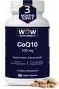 WOW Kosttilskud CoQ10 100 mg med Hawthorn Berry - Høj Absorption CoQ10 100 mg til energiproduktion, hjerte og cellesundhed - Non-GMO, Glutenfri Coenzym Q10 100 mg tillæg - 90 kapsler