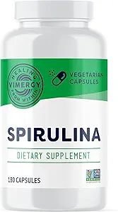 Vimergy Spirulina Kapsler - Koncentreret plante Protein understøtter immunforsvar & kardiovaskulær funktion - Vegan, Kosher, Glutenfri - 180 Kapsler