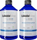 Kolloid sølv væske - 12 PPM Premium Sølv løsning, 60 MCG Per Servering, Alle naturlige, Vegansk immunsystem support, Ionic sølv vand dagligt mineraltilskud (2-16 Fl oz flasker)