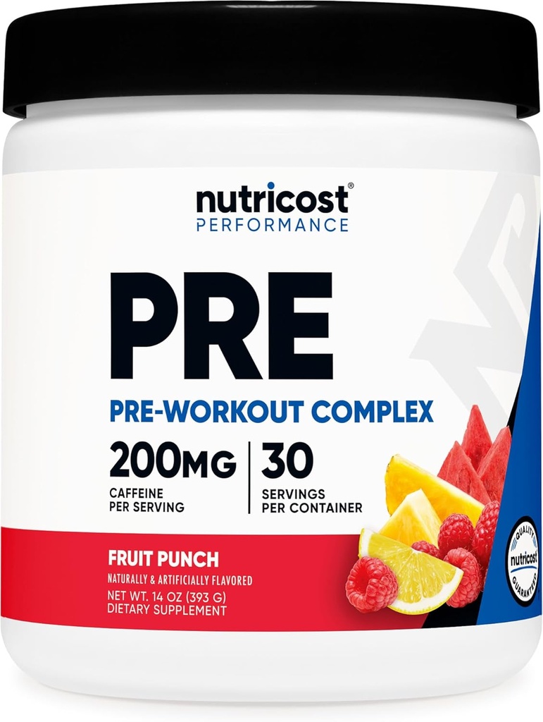 Nutricost Pre- Workout Complex Powder (30 Servering, Fruit Punch) - med Beta- Alanine, Taurine & Aminosyrer