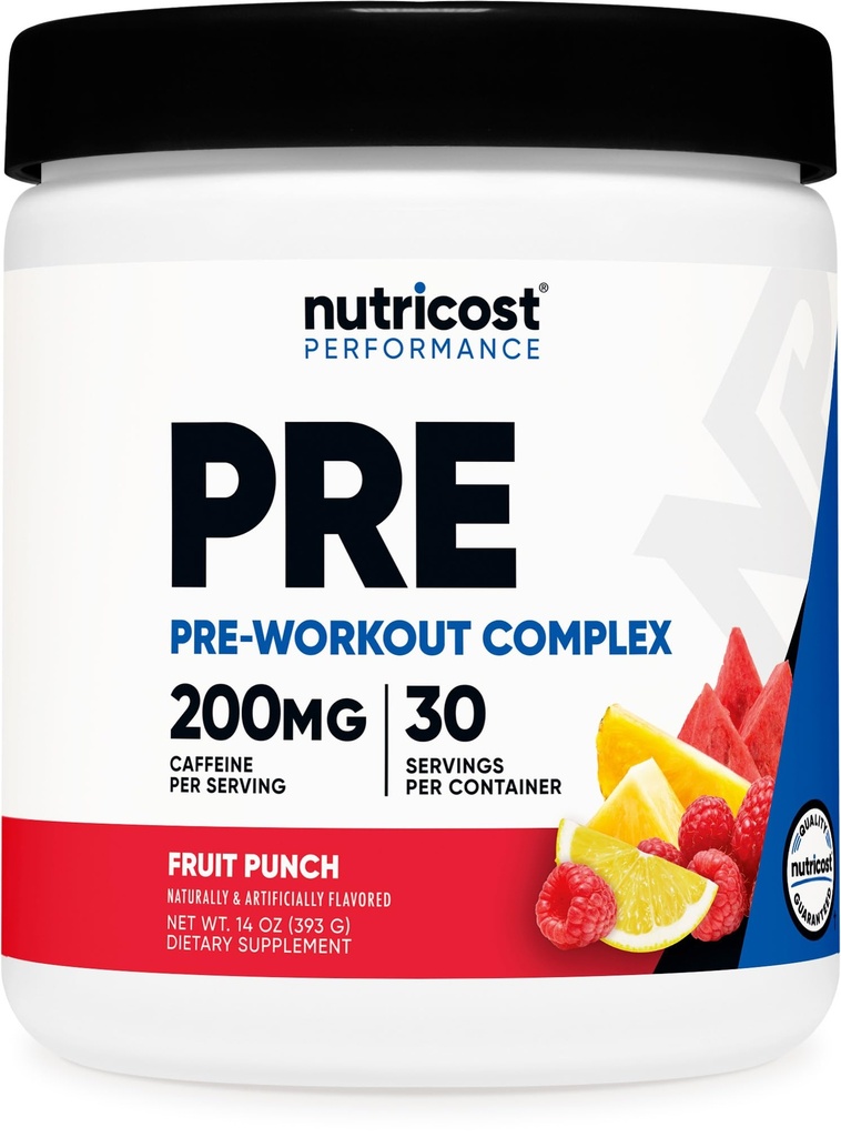 Nutricost Pre- Workout Complex Powder (30 Servering, Fruit Punch) - med Beta- Alanine, Taurine & Aminosyrer