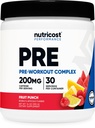 Nutricost Pre- Workout Complex Powder (30 Servering, Fruit Punch) - med Beta- Alanine, Taurine & Aminosyrer