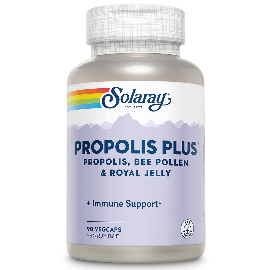 SOLARAY Propolis Plus Note 124; Sund immunsystem support med Propolis, Bee Pollen & Royal Jelly
