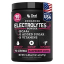 Zeal Naturals Electrolyte Powder Recovery Drink (90 Servings ttesmå 124; Raspberry Guava) w 0 Sukker + BCAAs + B-Vitaminer Electrolyte Supplement w Kalium Zink & Magnesium for Hydration - Keto Electrolytes