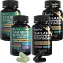 Boysea. Shilajit og Sea Moss Bundle- 90 Greve - Sea Moss, Black Seed Oil, Ashwagandha, Ginger & Shilajit, Rhodiola Rosea, Alle i 1 tillæg (2 Pc)