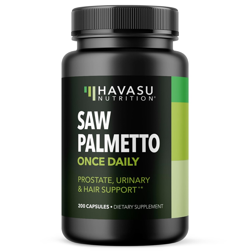 Saw Palmetto for mænd prostata sundhed supplement til fremme af urinveje funktion - 500mg per servering - 200 greve - DHT Blocker Hår Vitamin - Vegan, non-GMO kapsler, Over 6 Måned Supply
