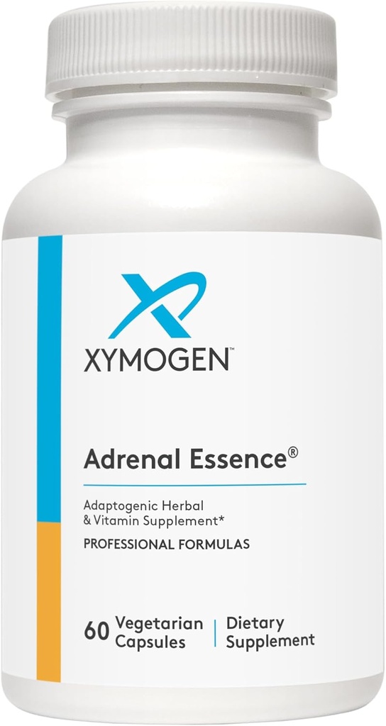 XYMOGEN Adrenal Essence - Adrenal Support med Adaptogene Urter (Cordyceps, Rhodiola Extract, Ginseng) + B Vitaminer - Hjælper Support Sunde Energiniveauer og Sund Immunfunktion (60 Kapsler)
