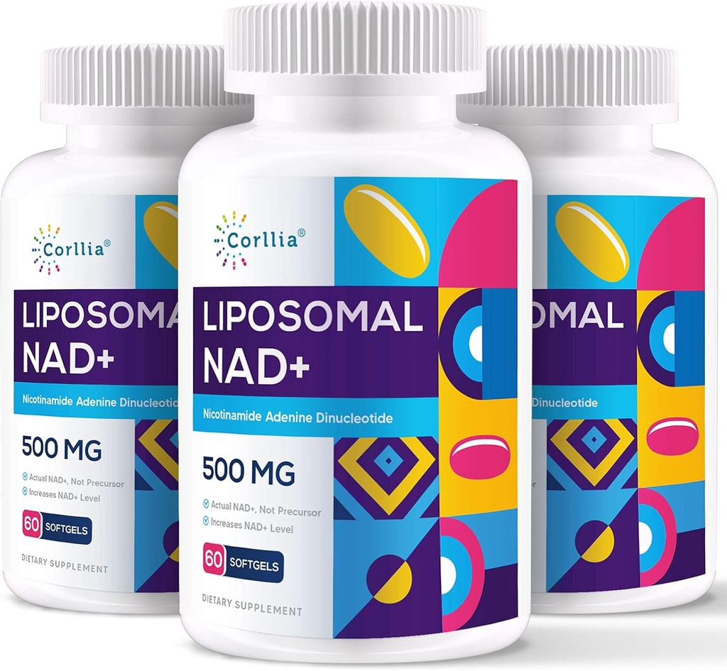 Liposomal NAD+ 500mg with TMG 250mg Softgels, Nicotinamide Riboside Alternative, Actual NAD+ Supplement, 180 Servings