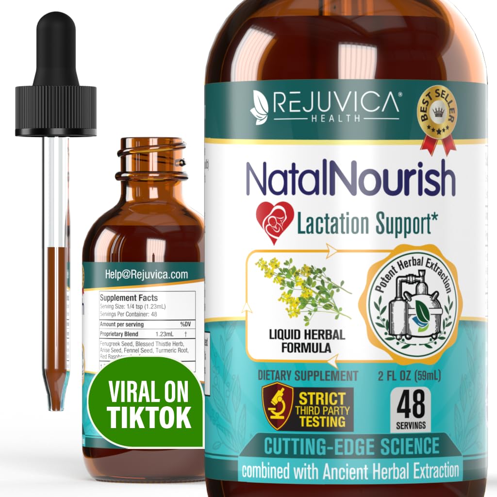 Rejuvica Health NatalNourish - Advanced Amning Support - Flydende levering til bedre Absorption - Bukkehorn, Velsignet Thistle, Anise, Fennel & mere!