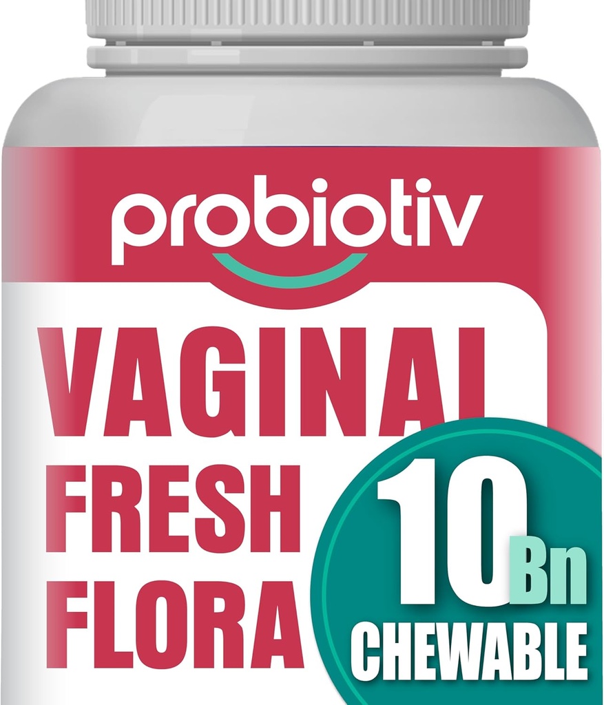 Chewable vaginal Probiotika til kvinder 10 Millioner CFU + Organic Prebiotics - Understøtter vaginal sundhed, vedligeholder vaginal pH balance & fremmer feminin friskhed, Strawberry- flavored tabletter