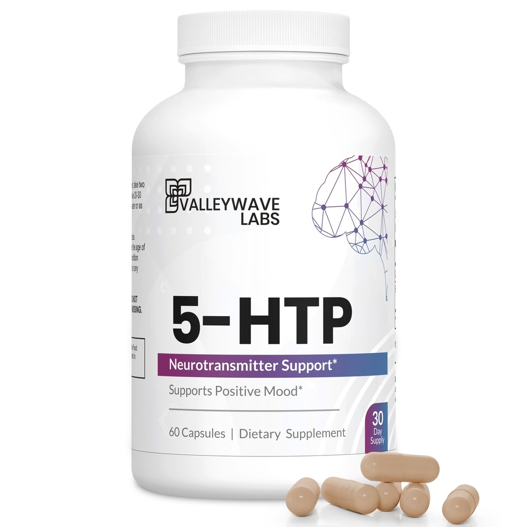 5- HTP - 200mg 5HTP Supplement (5- Hydroxytryptophan) til Support Mood Plus Sleep *, Stress Relief *, 60 Kapsler - 30 Day Supply, Made in USA