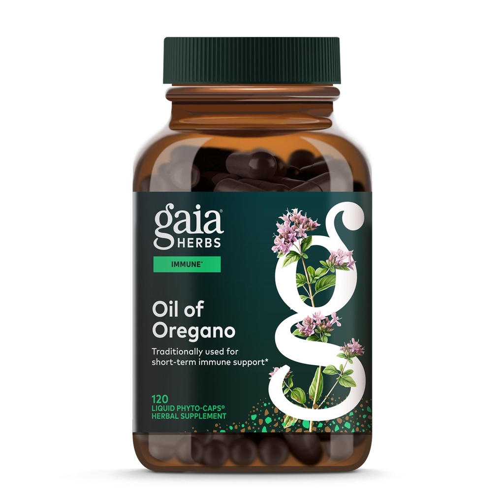 Gaia Herbs Oil of Oregano - immun- & antioxidant Support - med Oregano Oil, Carvacrol & Thymol * - 120 Vegansk flydende Phyto- kapsler (60- dages forsyning)