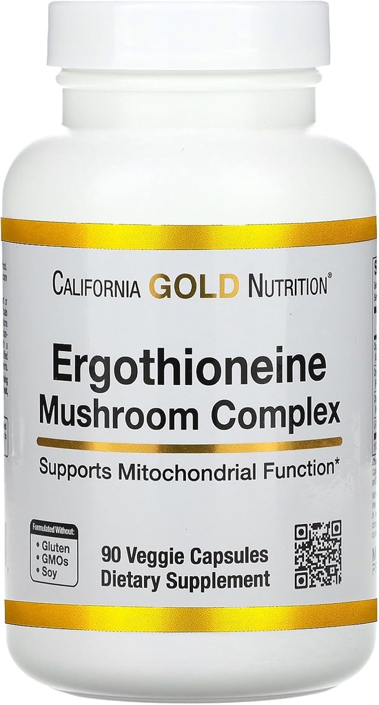 California Gold Nutrition Ergothioneine Mushroom Kompleks med Organic Maitake, Organic Østers, Organic Lions Mane Mushroom Ekstrakter og L- Ergothioneine, 90 Veggie Kapsler