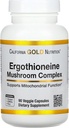 California Gold Nutrition Ergothioneine Mushroom Kompleks med Organic Maitake, Organic Østers, Organic Lions Mane Mushroom Ekstrakter og L- Ergothioneine, 90 Veggie Kapsler