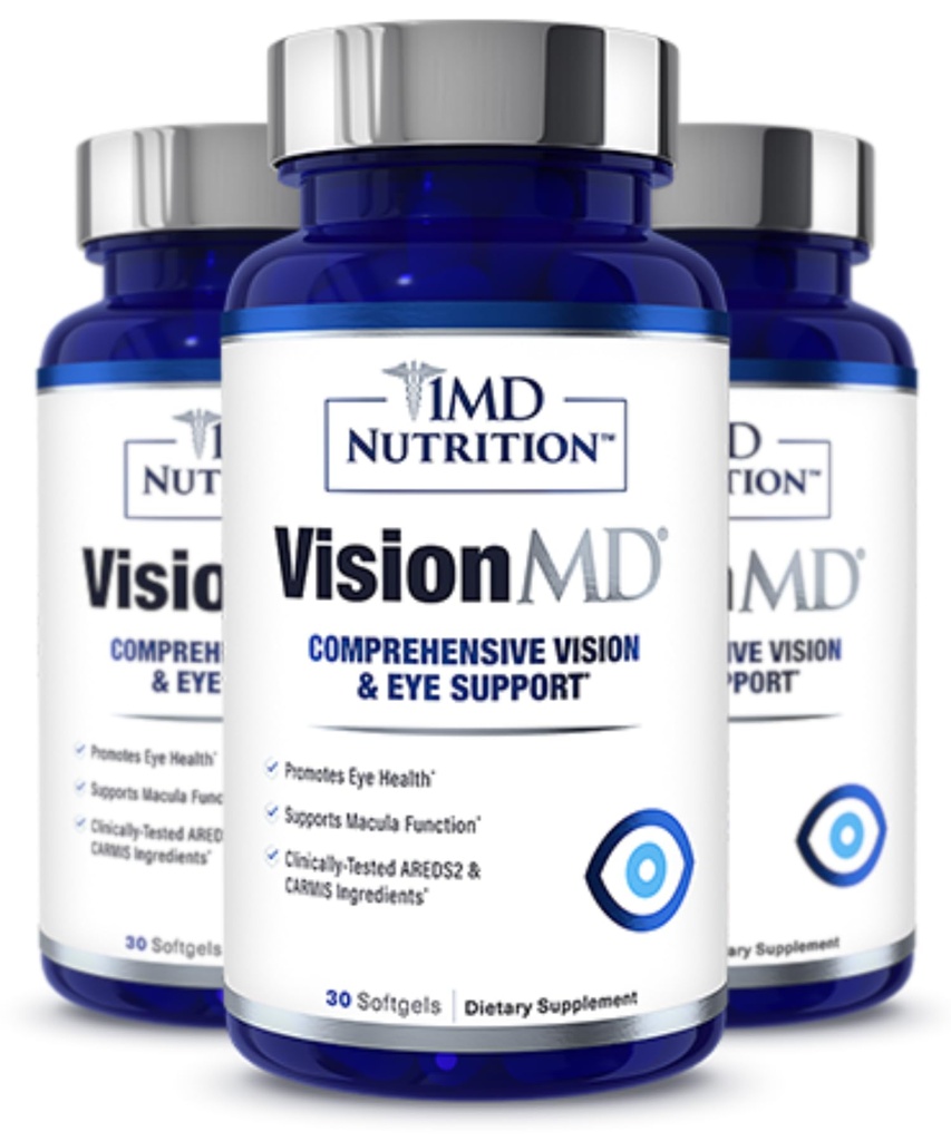 1MD Nutrition VisionMD Eye Vitamin CARMIS - med Lutein & Zeaxanthin Beeg 124; understøtter Vision Health, Everyday Eye Strain, & Lejlighedsvis Dry Eye Beeg 124; 90 Softgels (3- Pack)