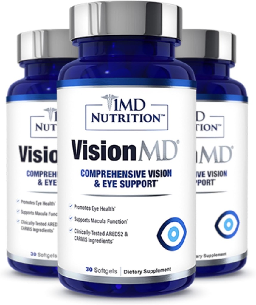 1MD Nutrition VisionMD Eye Vitamin CARMIS - med Lutein & Zeaxanthin Beeg 124; understøtter Vision Health, Everyday Eye Strain, & Lejlighedsvis Dry Eye Beeg 124; 90 Softgels (3- Pack)