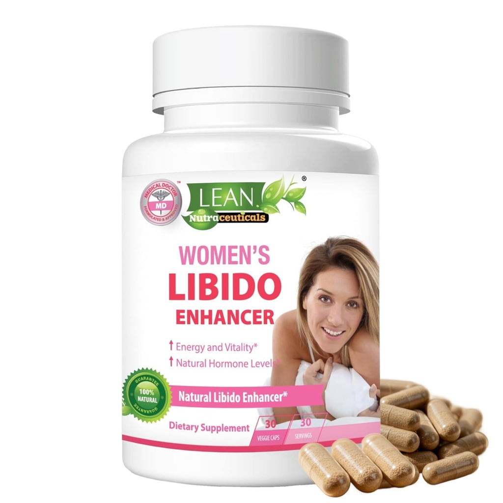 Lean Nutra Libido Booster for kvinder med Maca Root, Horny Geat Weed, Tongkat Ali, Fenugreek - Natural Menopause & PMS Support, Hormone Balance & Energy Supplement - 30 Veganske kapsler