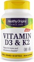 Sunde Origin Vitamin D3 & K2 - Vitamin D3, 50 mcg - Vitamin K2, 200 mcg - Nemt Absorberbare D & Vitamin K Kosttilskud - Non- GMO & Gluten- Gratis Kosttilskud - 60 Softgels