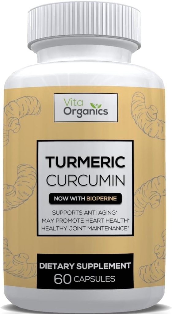 Turmeric Curcumin 1300mg - Extra‑Strength Joint & Inflammation Support - High Absorption with Black Pepper Extract - 95% Curcuminoids Joint Support Supplement - 60 Capsules