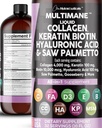 Clean Nutracatic Liquid Collagen 4000mg Biotin 10000mcg Keratin 100mg Saw Palmetto Hyaluronic Acid 100mg - Hår Hud & Nails Vitaminer & DHT Blocker med vitamin D3 MSM 50mg Made in USA - 16 Fl. Oz