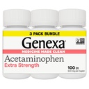 Genexa Clean Acetaminophen 500mg Extra Strength, Dye Free Pain Reliever Fever Reducer, 0% kunstige tilsætningsstoffer, smertestillende medicin til voksne, Relieves Hovedpine, Backache, Mindre arthritis Smerte, 300 tabletter