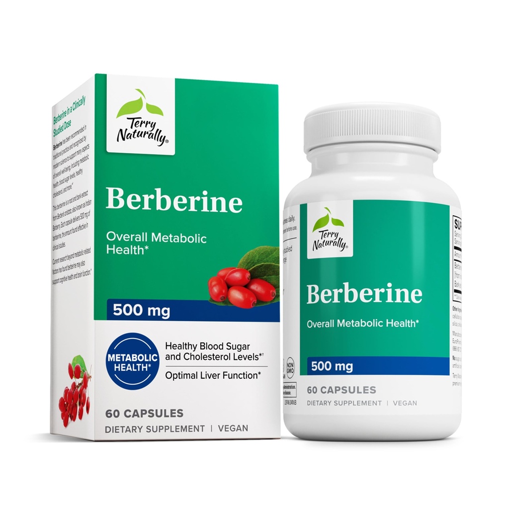 Terry naturligt berberine - Kosttilskud med berberine - Levertilskud til stofskiftestøtte - Fælles sundhedsstøtte til mænd og kvinder - 60 kapsler