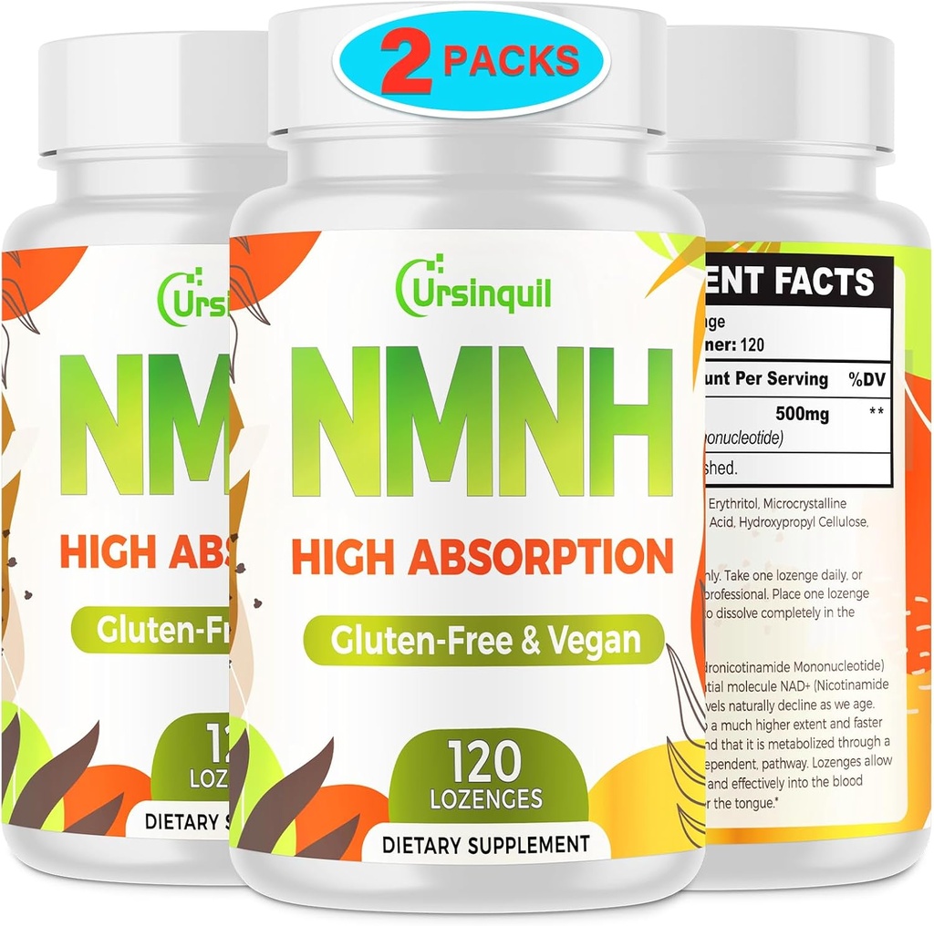 Sublingual NMNH 500mg (Dihydronicotinamid Mononucleotid) (240 Servere, NMNH 500mg per Servering) NAD supplement til Boost NAD niveauer som vi alder, for Anti- Aging, Energi, Immunitet, Focus - 2 Pack