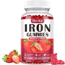 Iron Gummies Supplement for kvinder & mænd, Kids Iron Supplements for Anæmi med C-vitamin, B12, Folate - Blood Builder & Energy Support for Iron Deficiency - Sukker Free Strawberry Flavor, 60 Gummies