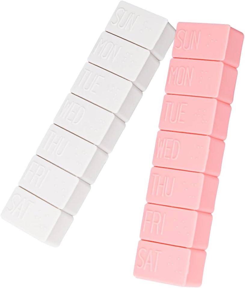 Sanderala 2Pack Weekly Pill Organizer, Ekstra store 7 dages Pill Cases Travel Daily Pill Box for Fish Oil, Calcium Tablets Supplements and Other Vitamin Pill