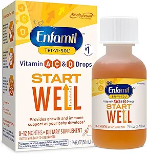 Enfamil Tri- Vi- Sol Infant Multivitamin Drops, understøtter vækst og immunforsvar for babyer, 50ml flaske