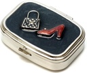 9310 Rektangulær Lille Pill Box Organizer Black Red Gold Kvinder rejse Pill sag Purse Pocket Container Daglig Portable Medicin Vitamin Box Medicin supplement Mini Storage