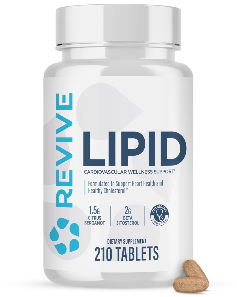 Revive MD Lipid Support Formel - Supplement Hjælper Opretholde sunde Cholesterol Niveauer, Endotelial Sundhed & Triglyceride Niveauer - Beta Sitosterol, Citrus Bergamot & Pantethine