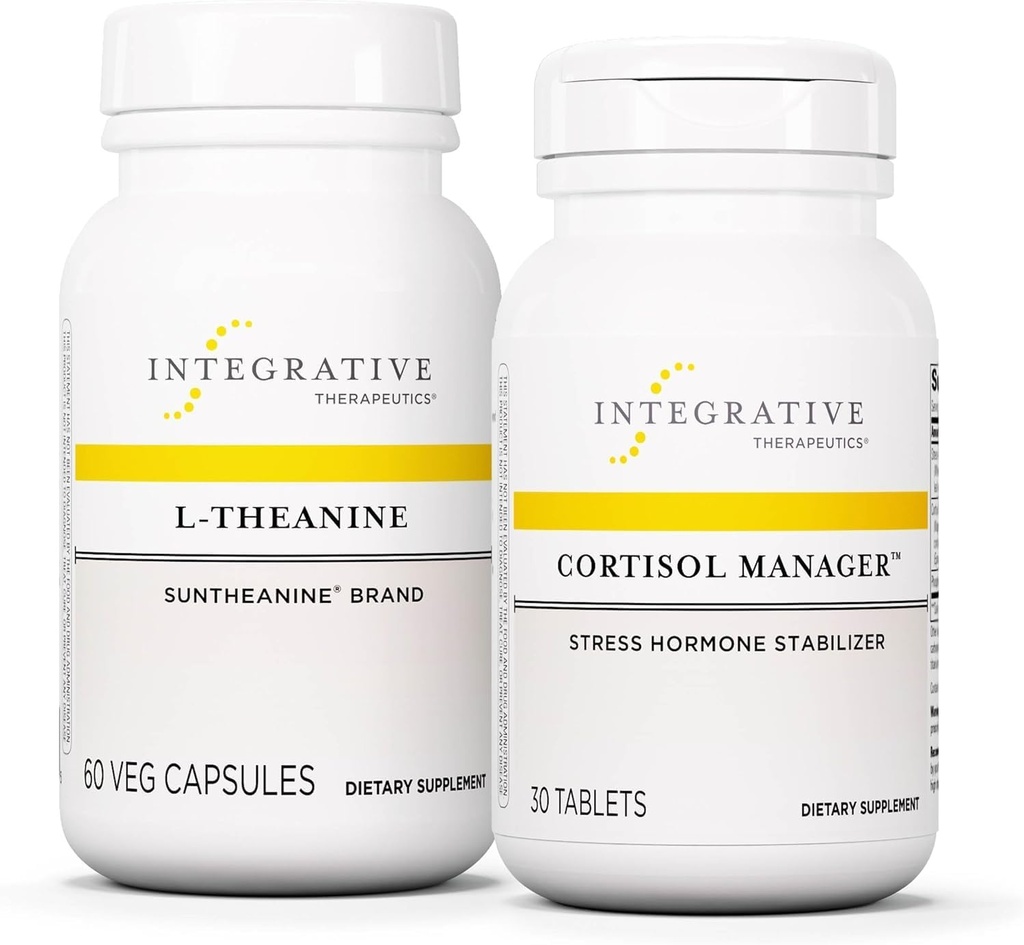Integrativ Therapeutics Bundle med Cortisol Manager, 30 tabletter & L- Theanine, 60 kapsler - Cortisol Manager for Stress Support med Ashwagandha * - L- Theanine at Support a Relaxed State *