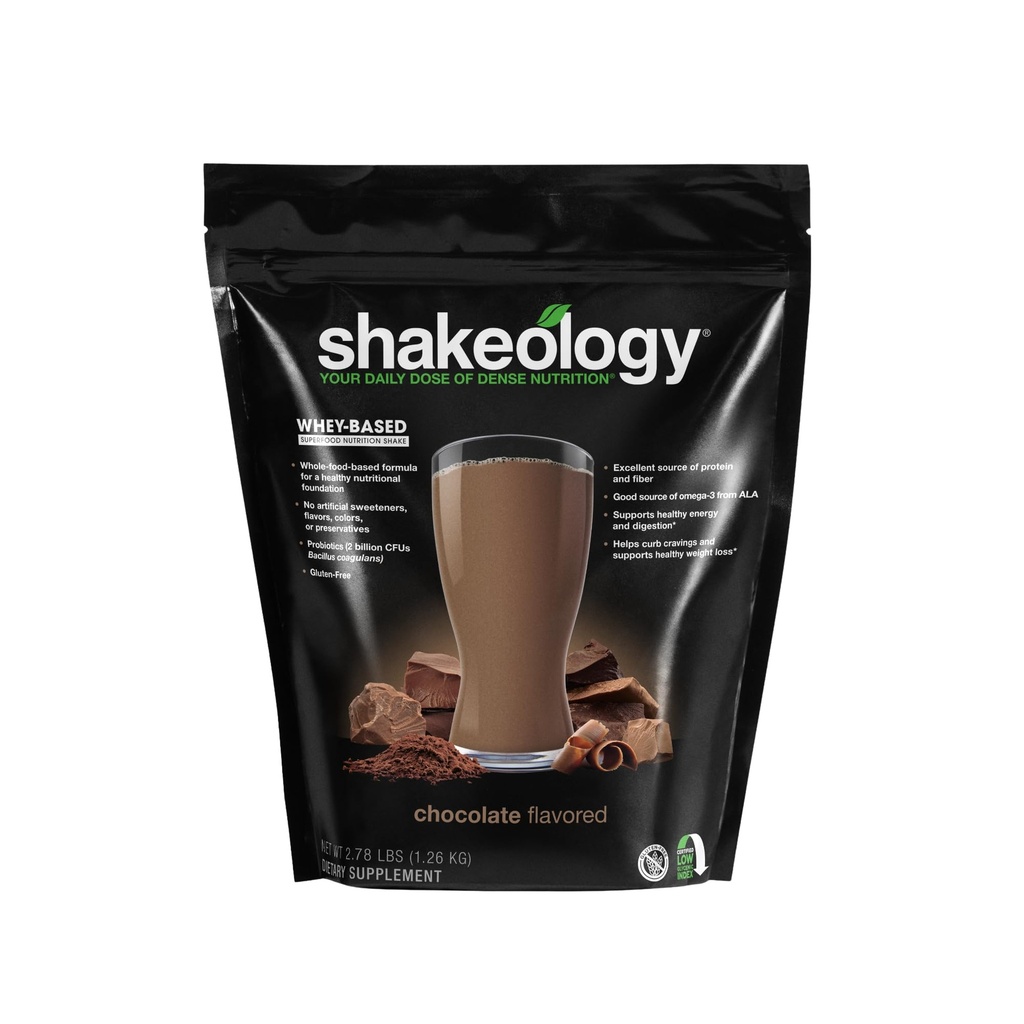Shakeology Whey Protein Powder Blend - Gluten Free, Superfood Protein Ryst med vitaminer og mineraler - Hjælper støtte sund vægttab, Lean Muscle Support, Gut Sundhed - Chokolade, 30 Servere