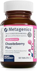 Metagenics Chasteberry Plus - Hormone & Reproductive Health med Chasteberry, Black Cohosh & Ashwagandha - Understøtter menstruation & Menopause Balance * - Non- GMO, Gluten- Free, Vegan - 60 tabletter