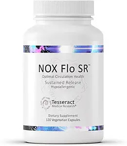 Tesseract NOX Flo SR Nitrooxid Booster, vaskulær sundhed supplement, 120 Kapsler, Sustained- Release L Citrullin, Coenzym Q10 & R Liposyre, Circulation & Blood Pressure Support, Hypoallergen