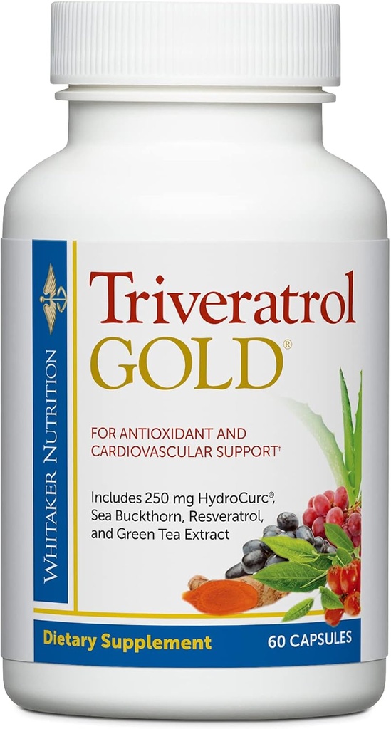 Dr. Whitaker's Triveratrol Gold – Healthy Aging Supplement with Resveratrol & Extracts of Aloe Vera, Green Tea, and Turmeric – Provides Antioxidant & Cardiovascular Support (60 Capsules)