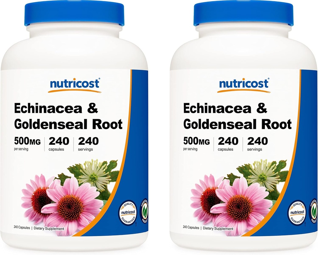 Nutricost Echinacea & Goldenseal Root, 500mg, 240 kapsler (2 flasker) - Veggie Caps, Non GMO, Gluten Free