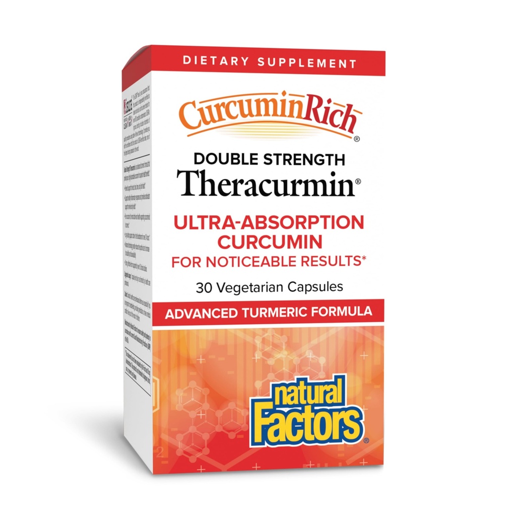 Naturlige faktorer, CurcuminRich Double Strength Theracurmin, 60 mg, Kun 1 Capsule Daily, Formuleret til Superior Absorption, 30 Greve (pakke med 1)
