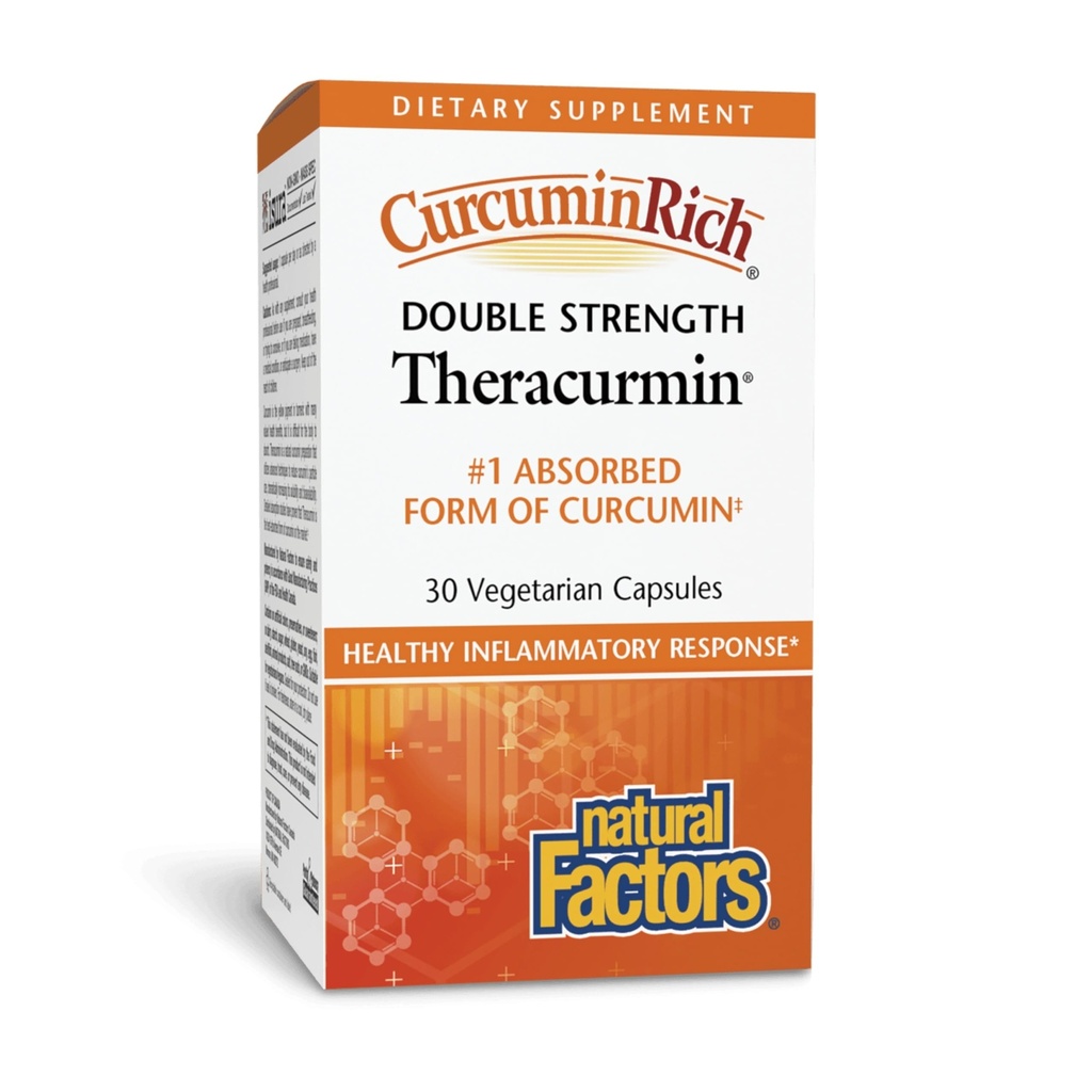 Naturlige faktorer, CurcuminRich Double Strength Theracurmin, 60 mg, Kun 1 Capsule Daily, Formuleret til Superior Absorption, 30 Greve (pakke med 1)