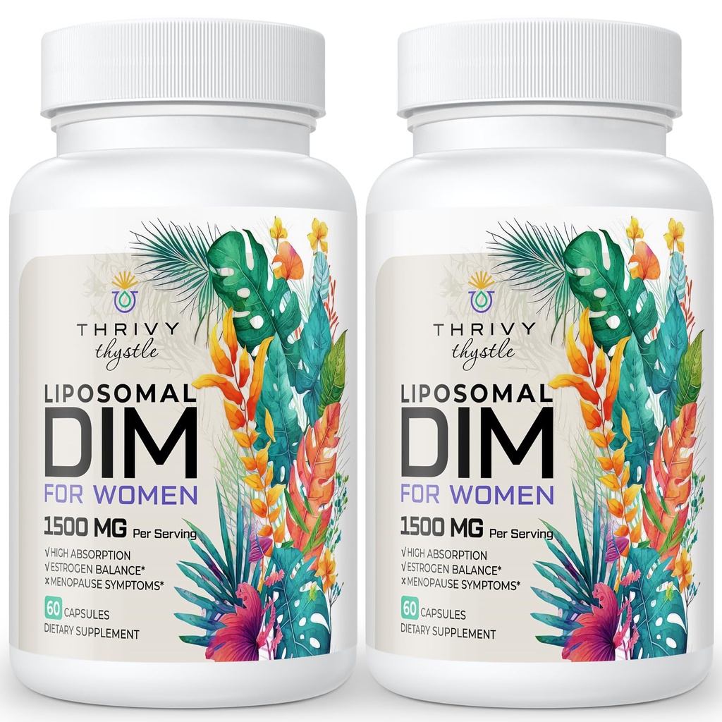 Liposomal DIM supplement - 1500 mg Kvinder DIM tillæg - Østrogen kosttilskud indeholder vitamin E, Aften Primrose, Black Cohosh, Omega-3 fedtsyrer (2 Pack)