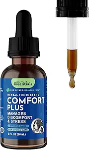 Animal Essentials Comfort Plus til hunde & katte - Calming Liquid, Pet Calming Drops, Herbal Formel, California Poppy, Skullcap - 2 Fl Oz