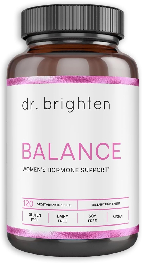 Dr. Brighten Balance - Hormonbalance for kvinder med Chasteberry og DIM - Mål Hormonal Acne, Periode spørgsmål, & PMS - Vegan, ikke-GMO