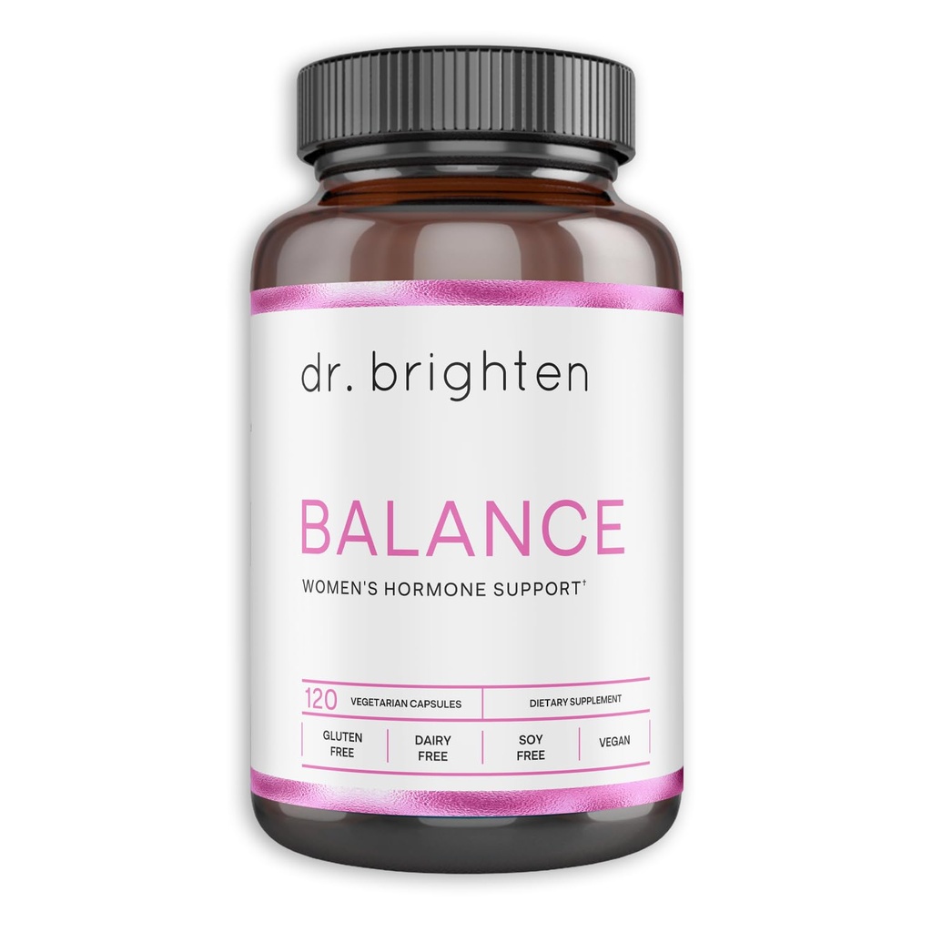 Dr. Brighten Balance - Hormonbalance for kvinder med Chasteberry og DIM - Mål Hormonal Acne, Periode spørgsmål, & PMS - Vegan, ikke-GMO